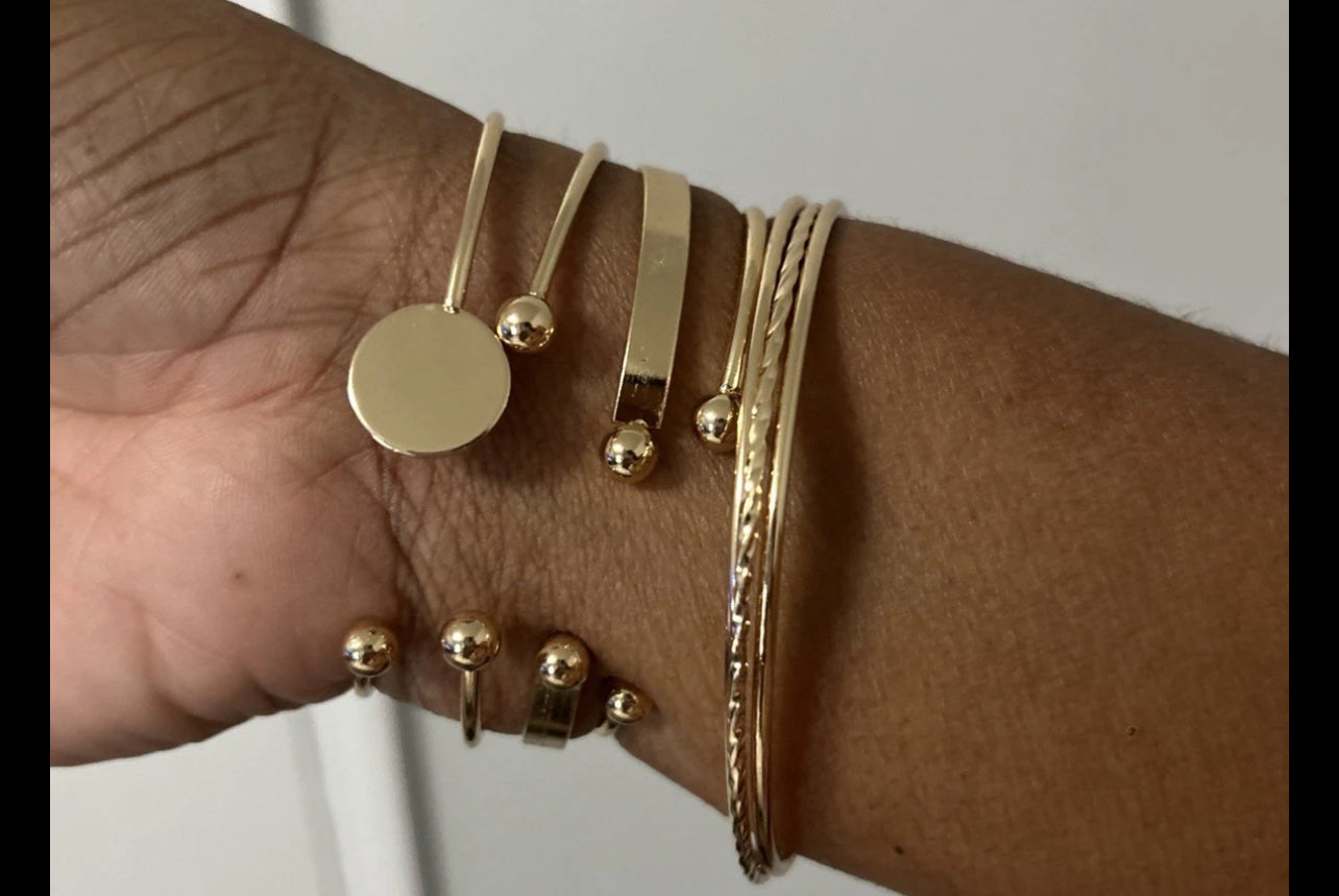 Luxe Layered Gold Bangle Stack Set