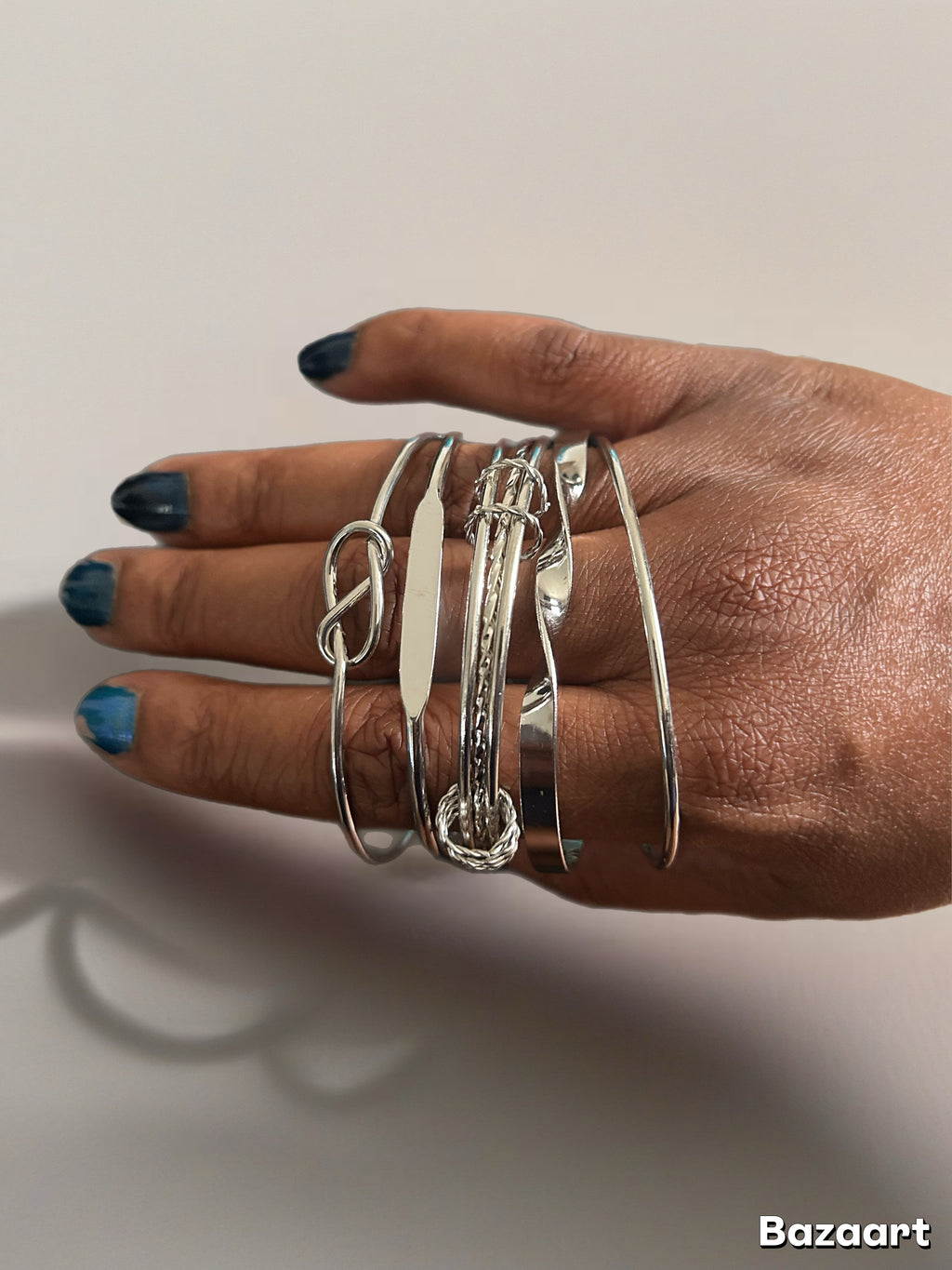 Stacked Luxe Silver Bangles Set