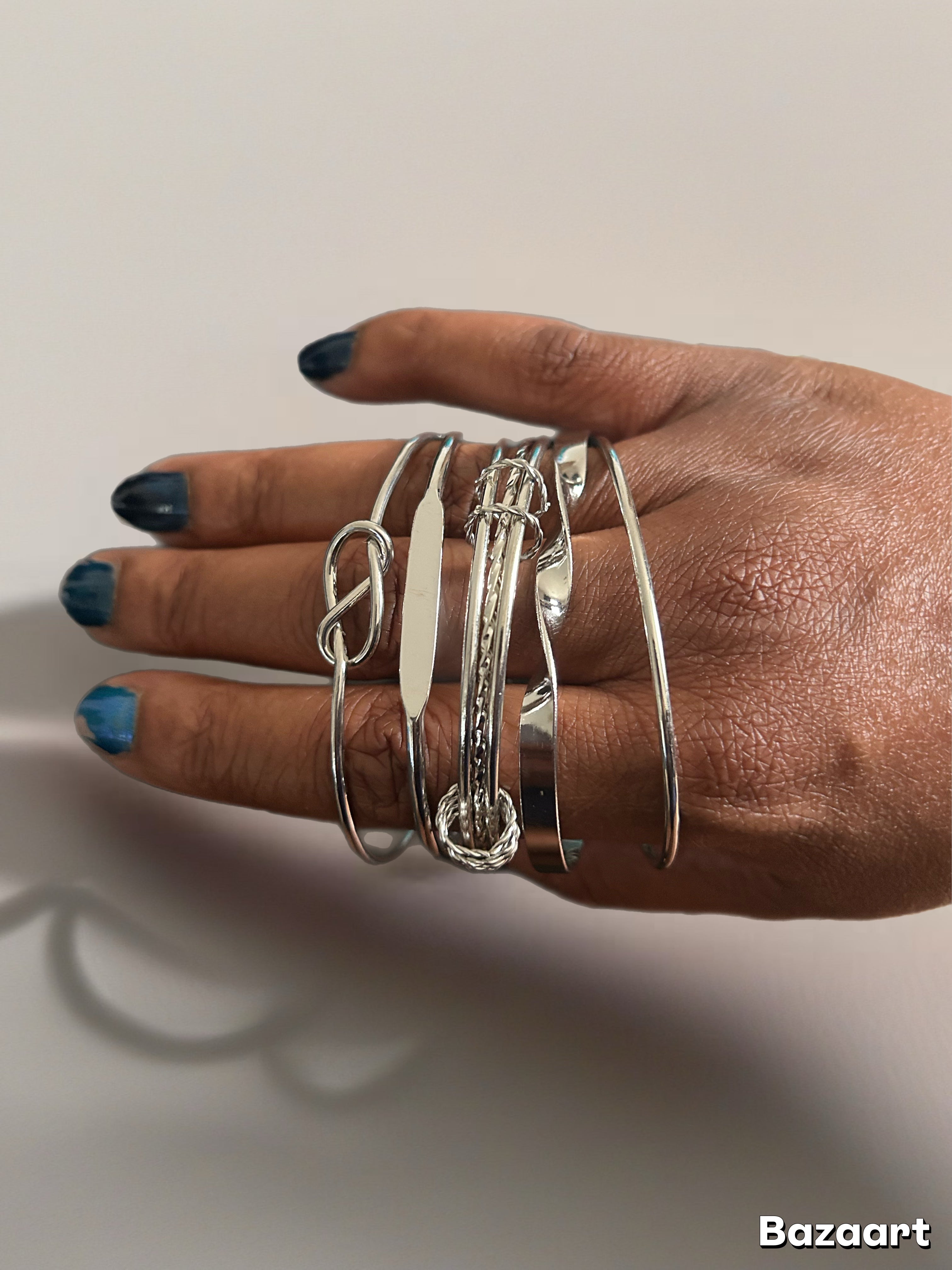 Stacked Luxe Silver Bangles Set