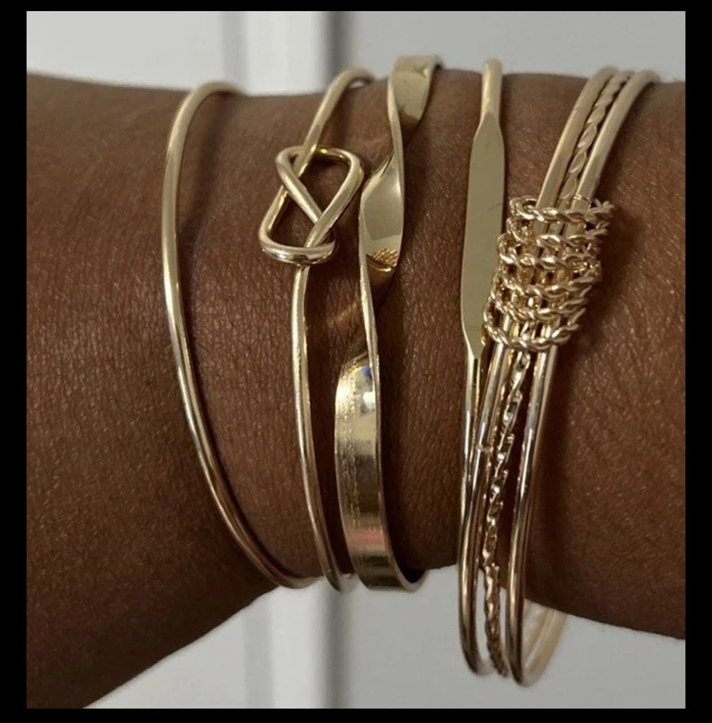 Luxe Layered Gold Bangle Stack Set