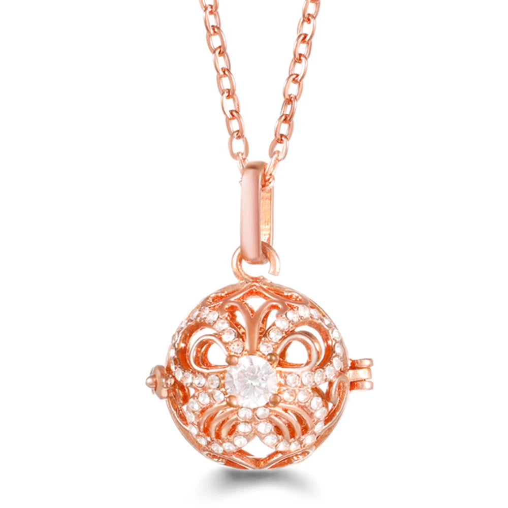 Mexico Chime Music Ball Caller Pendant Aromatherapy Diffuser Necklace Angel Wing Lockets Fine Zircon Pregnant Woman Jewelry Gift