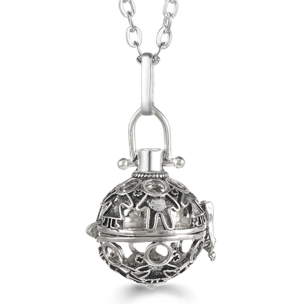 Mexico Chime Music Ball Caller Pendant Aromatherapy Diffuser Necklace Angel Wing Lockets Fine Zircon Pregnant Woman Jewelry Gift