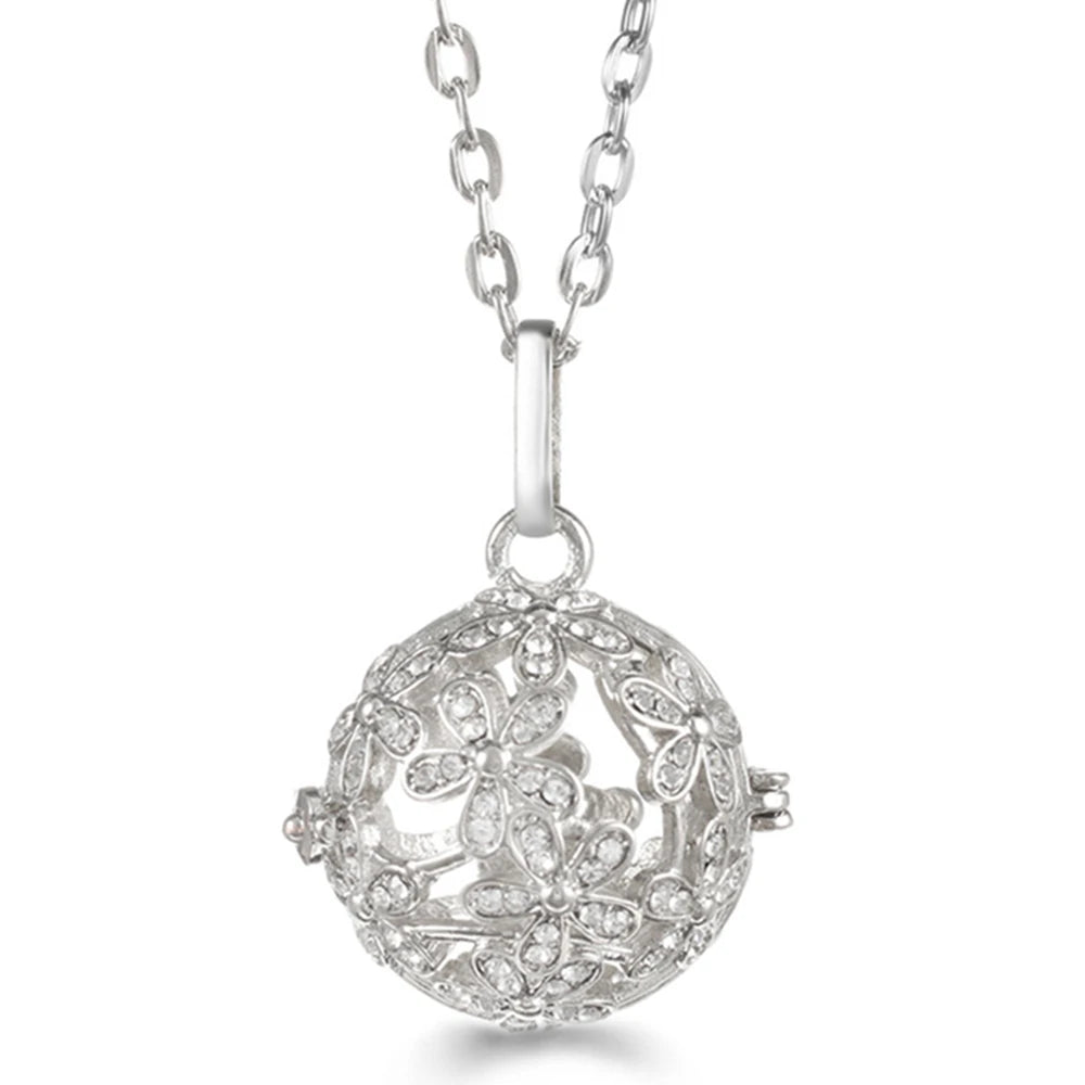 Mexico Chime Music Ball Caller Pendant Aromatherapy Diffuser Necklace Angel Wing Lockets Fine Zircon Pregnant Woman Jewelry Gift
