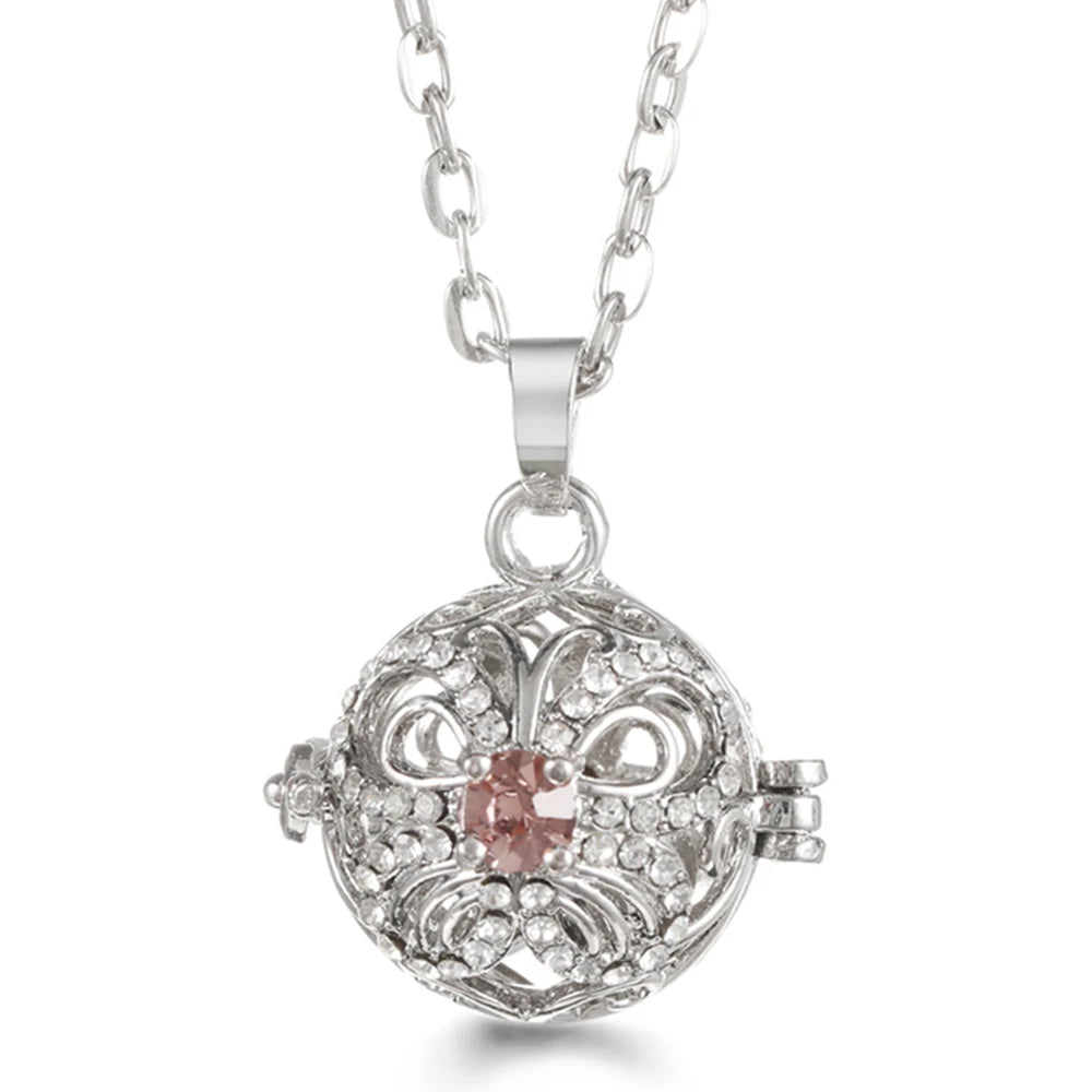 Mexico Chime Music Ball Caller Pendant Aromatherapy Diffuser Necklace Angel Wing Lockets Fine Zircon Pregnant Woman Jewelry Gift