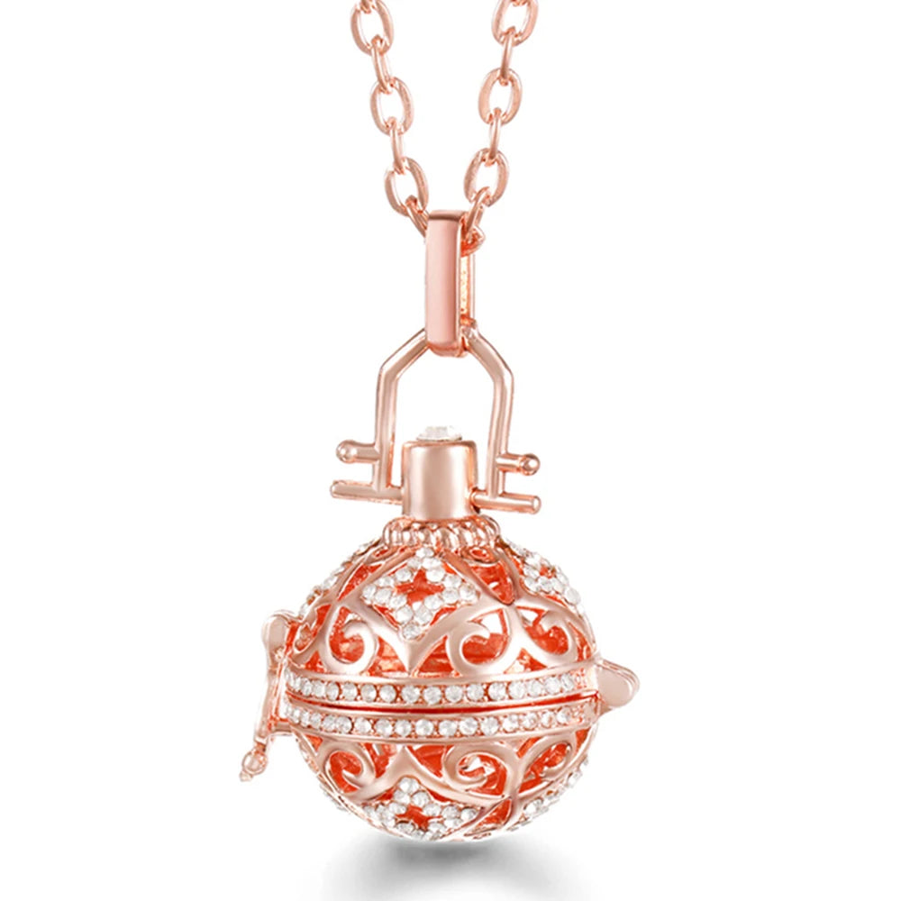 Mexico Chime Music Ball Caller Pendant Aromatherapy Diffuser Necklace Angel Wing Lockets Fine Zircon Pregnant Woman Jewelry Gift