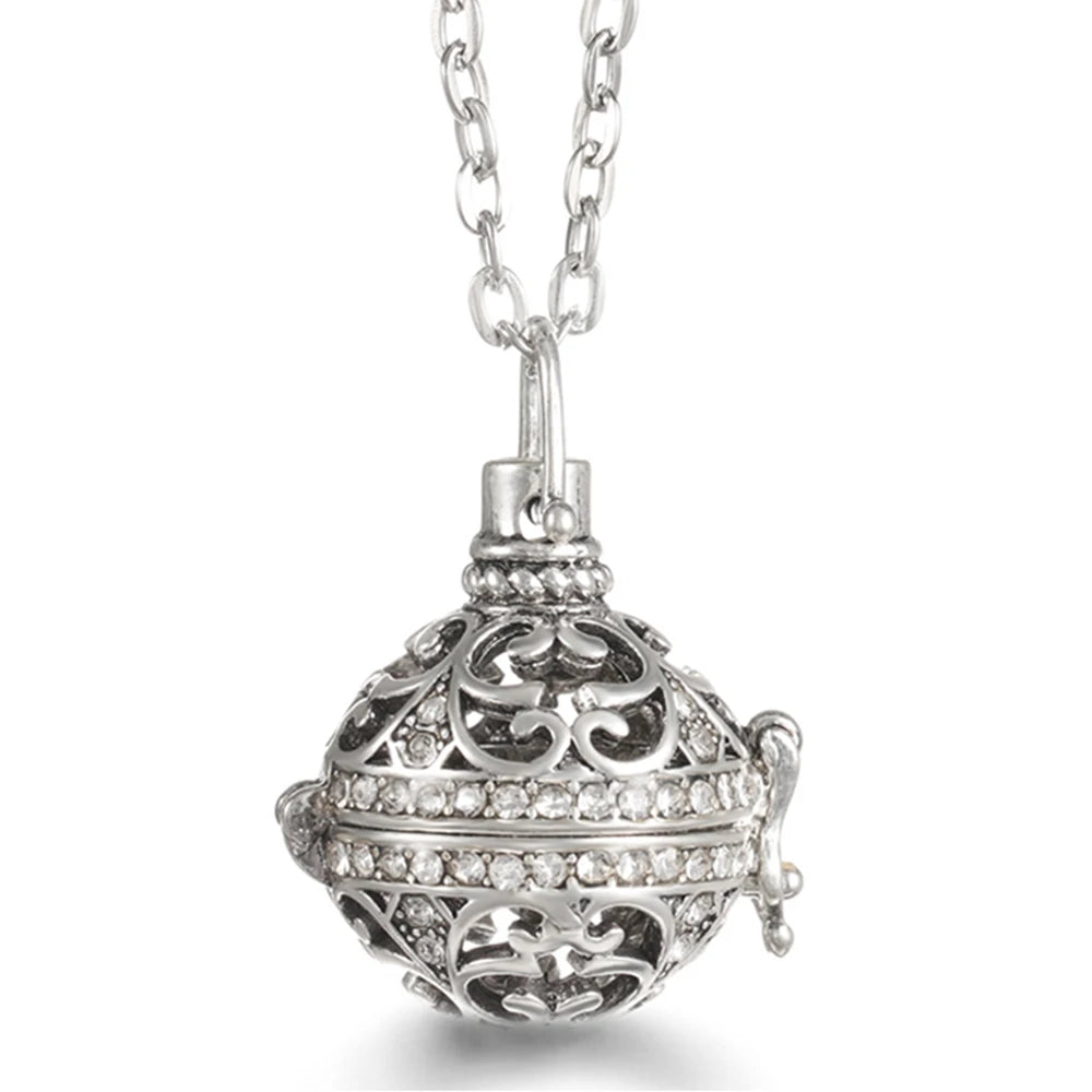 Mexico Chime Music Ball Caller Pendant Aromatherapy Diffuser Necklace Angel Wing Lockets Fine Zircon Pregnant Woman Jewelry Gift