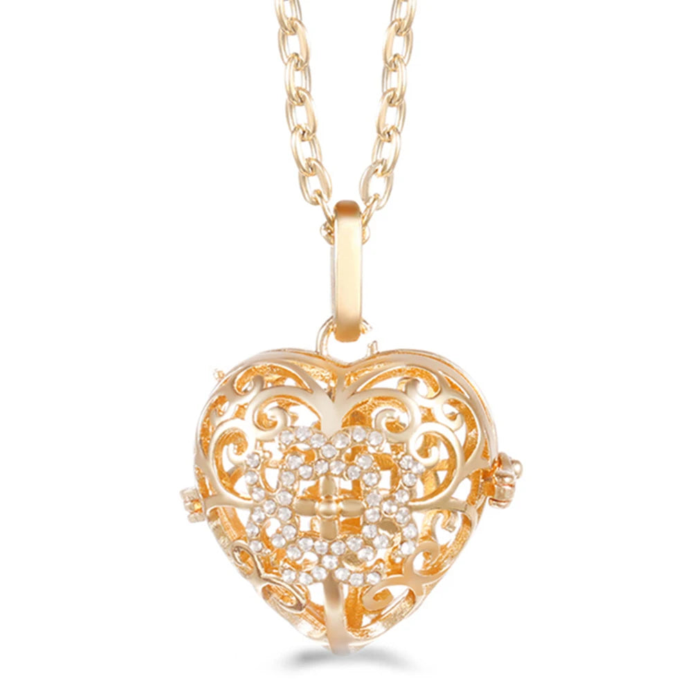 Mexico Chime Music Ball Caller Pendant Aromatherapy Diffuser Necklace Angel Wing Lockets Fine Zircon Pregnant Woman Jewelry Gift