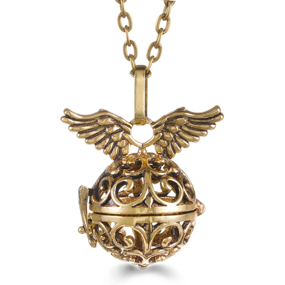 Mexico Chime Music Ball Caller Pendant Aromatherapy Diffuser Necklace Angel Wing Lockets Fine Zircon Pregnant Woman Jewelry Gift