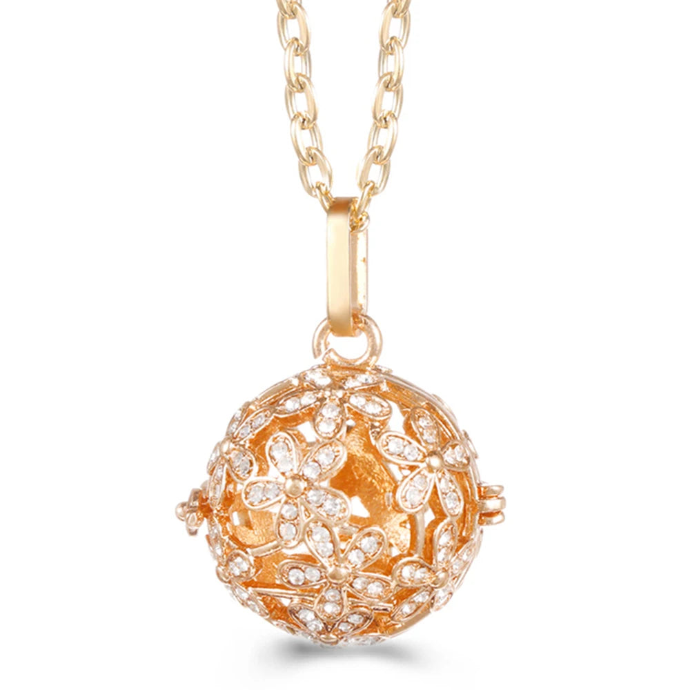 Mexico Chime Music Ball Caller Pendant Aromatherapy Diffuser Necklace Angel Wing Lockets Fine Zircon Pregnant Woman Jewelry Gift