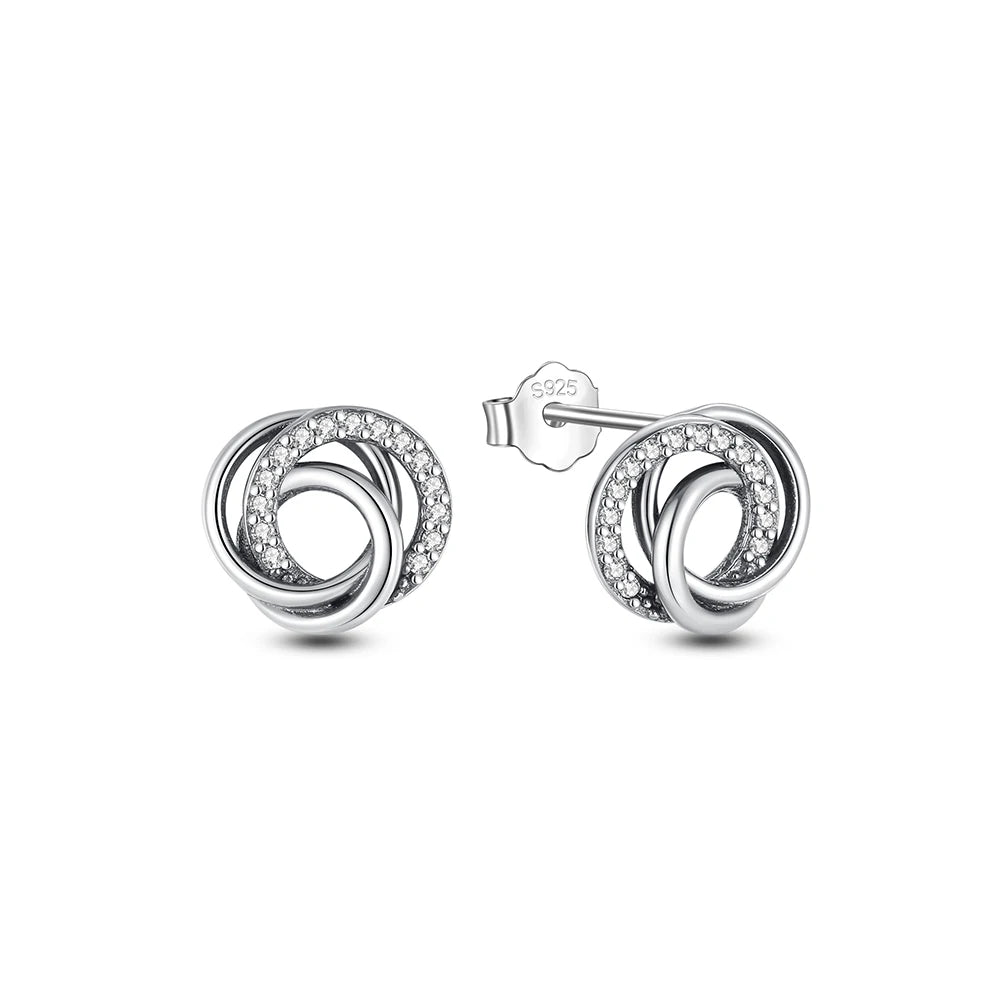 Original 925 Sterling Silver Earrings 2025 Stud Hoop Crystal Earings For Women Rose Gold Crown Heart Infinity Bee Earing Jewelry