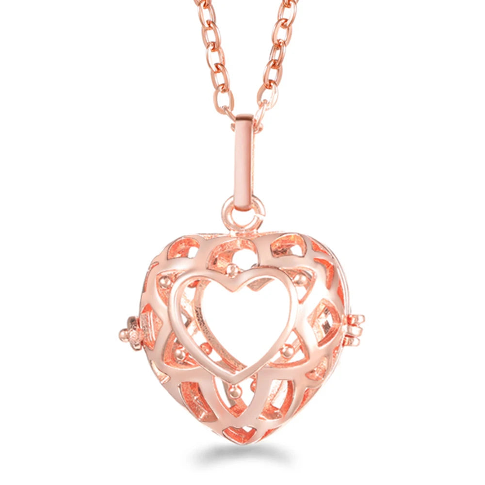 Mexico Chime Music Ball Caller Pendant Aromatherapy Diffuser Necklace Angel Wing Lockets Fine Zircon Pregnant Woman Jewelry Gift