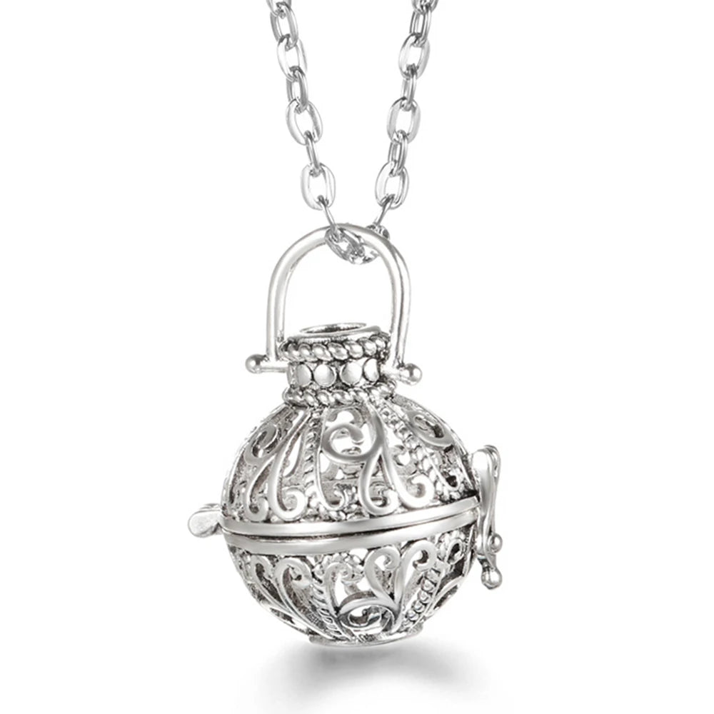 Mexico Chime Music Ball Caller Pendant Aromatherapy Diffuser Necklace Angel Wing Lockets Fine Zircon Pregnant Woman Jewelry Gift