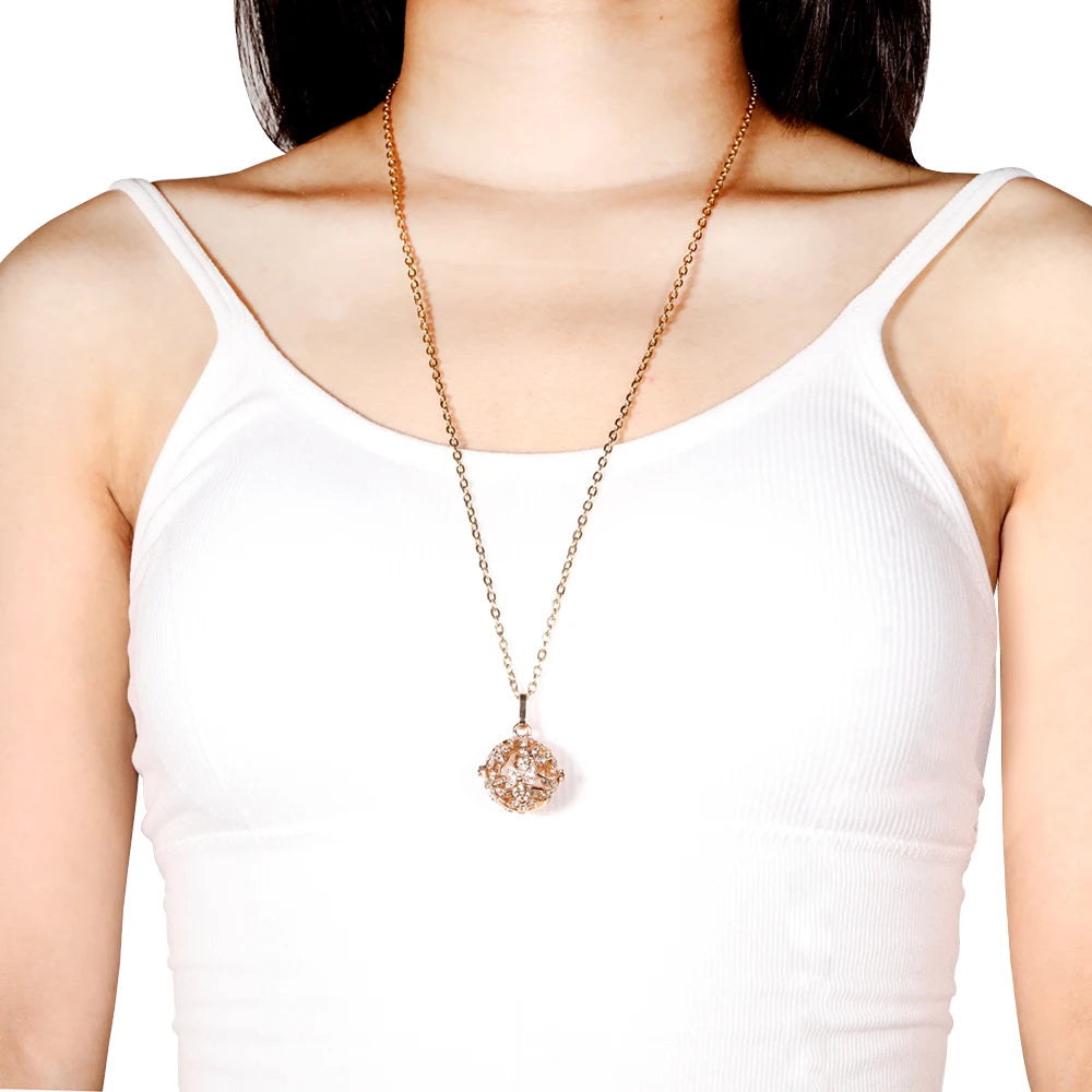 Mexico Chime Music Ball Caller Pendant Aromatherapy Diffuser Necklace Angel Wing Lockets Fine Zircon Pregnant Woman Jewelry Gift