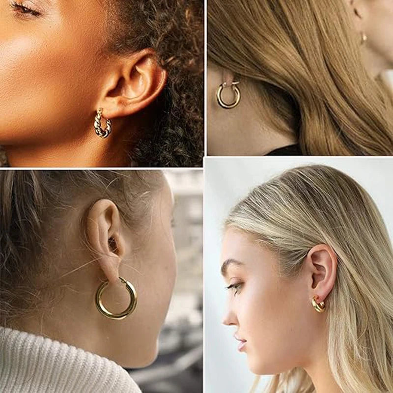 New 24 Pairs Earrings Set for Women Gold Color Bohemia Vintage Pearl Circle Geometric Hoop Earring Trendy Luxury Jewelry Gifts