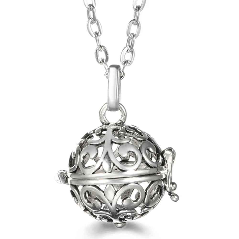 Mexico Chime Music Ball Caller Pendant Aromatherapy Diffuser Necklace Angel Wing Lockets Fine Zircon Pregnant Woman Jewelry Gift