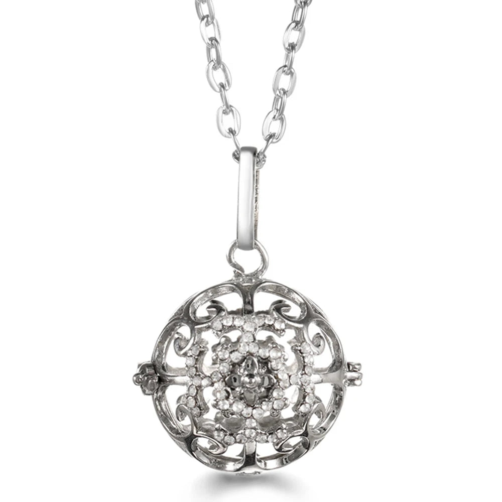 Mexico Chime Music Ball Caller Pendant Aromatherapy Diffuser Necklace Angel Wing Lockets Fine Zircon Pregnant Woman Jewelry Gift