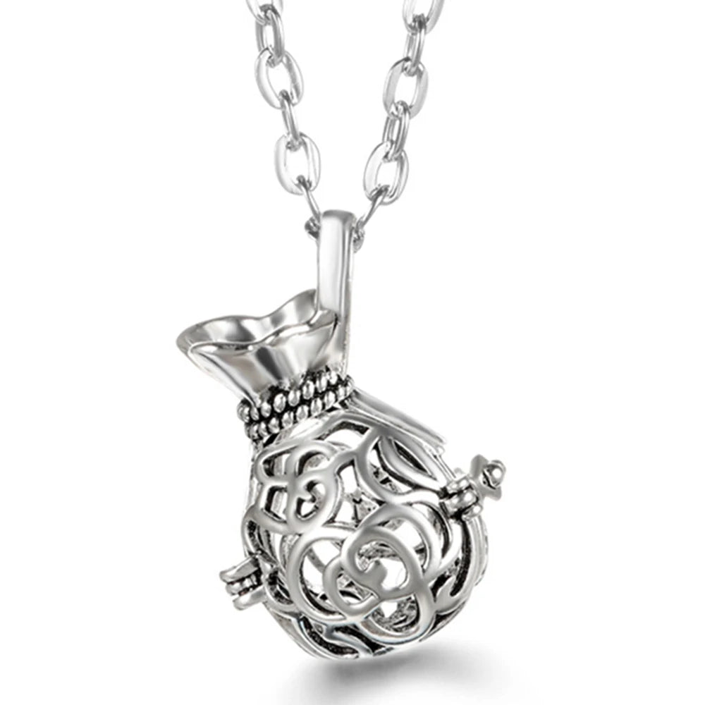 Mexico Chime Music Ball Caller Pendant Aromatherapy Diffuser Necklace Angel Wing Lockets Fine Zircon Pregnant Woman Jewelry Gift