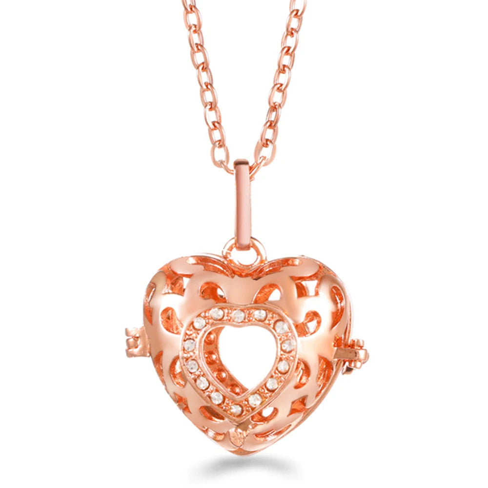 Mexico Chime Music Ball Caller Pendant Aromatherapy Diffuser Necklace Angel Wing Lockets Fine Zircon Pregnant Woman Jewelry Gift