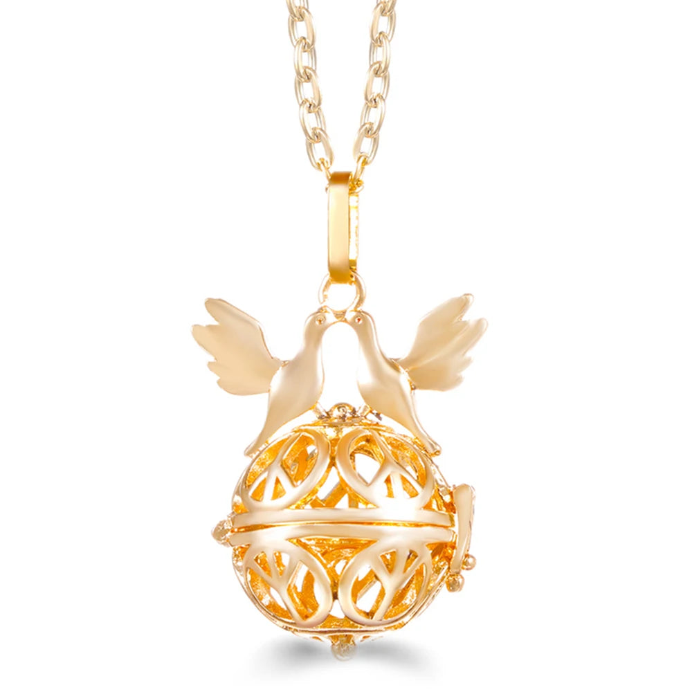 Mexico Chime Music Ball Caller Pendant Aromatherapy Diffuser Necklace Angel Wing Lockets Fine Zircon Pregnant Woman Jewelry Gift