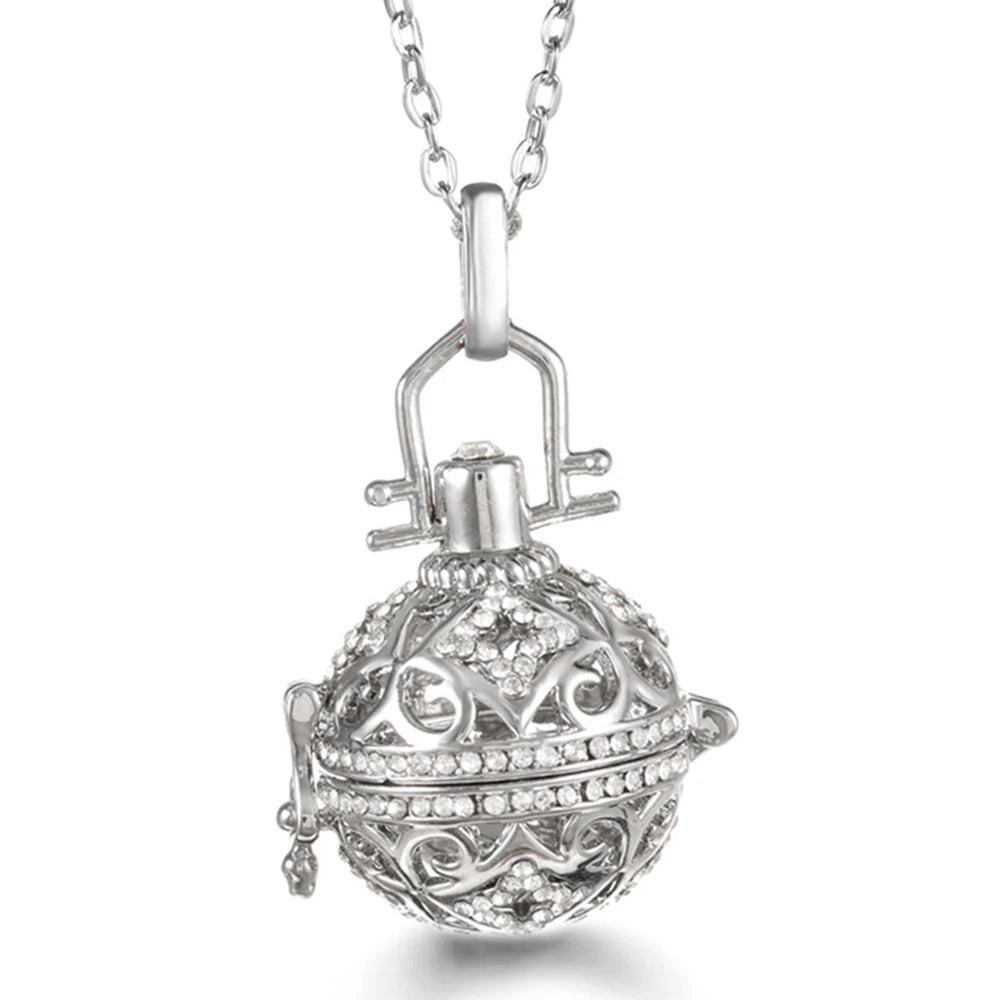 Mexico Chime Music Ball Caller Pendant Aromatherapy Diffuser Necklace Angel Wing Lockets Fine Zircon Pregnant Woman Jewelry Gift