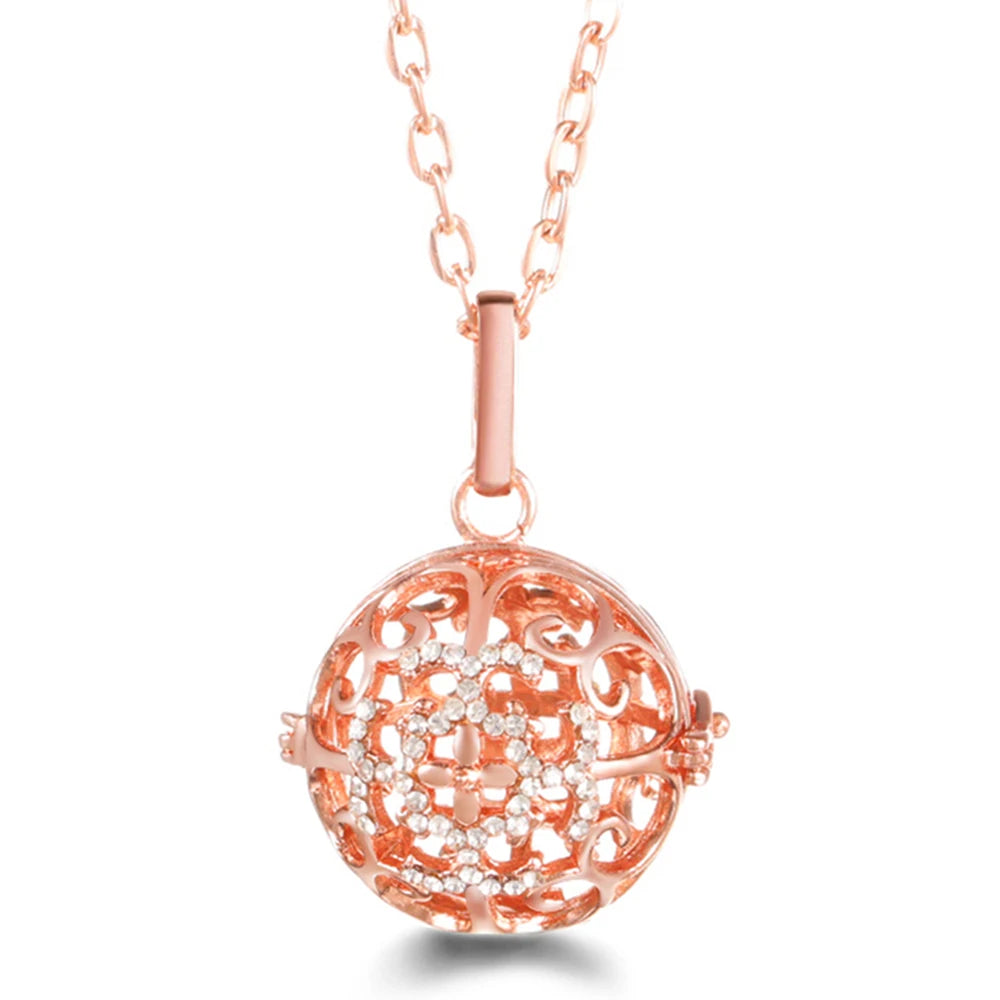 Mexico Chime Music Ball Caller Pendant Aromatherapy Diffuser Necklace Angel Wing Lockets Fine Zircon Pregnant Woman Jewelry Gift
