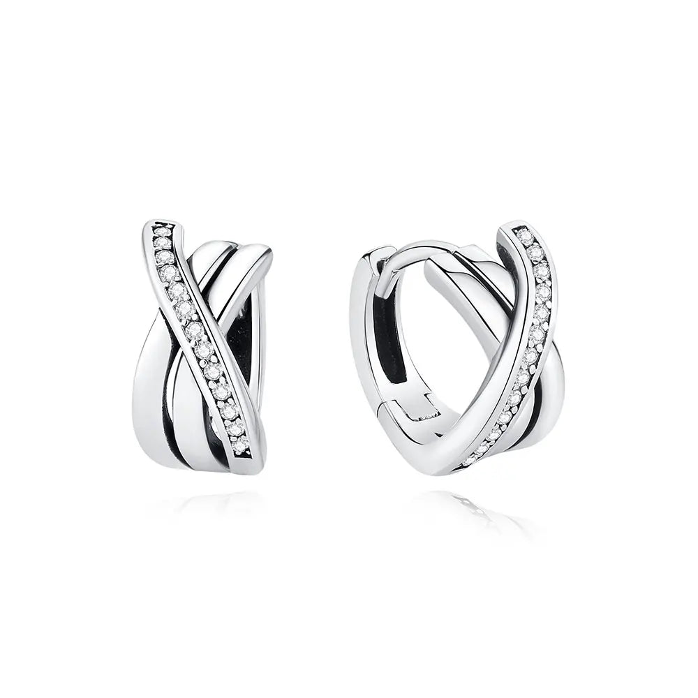 Original 925 Sterling Silver Earrings 2025 Stud Hoop Crystal Earings For Women Rose Gold Crown Heart Infinity Bee Earing Jewelry