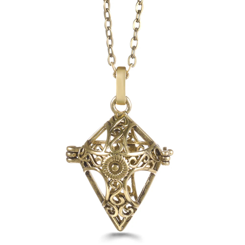 Mexico Chime Music Ball Caller Pendant Aromatherapy Diffuser Necklace Angel Wing Lockets Fine Zircon Pregnant Woman Jewelry Gift