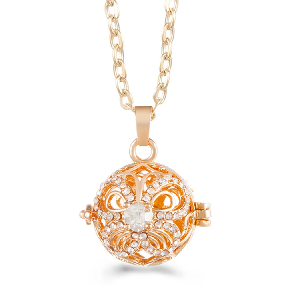Mexico Chime Music Ball Caller Pendant Aromatherapy Diffuser Necklace Angel Wing Lockets Fine Zircon Pregnant Woman Jewelry Gift