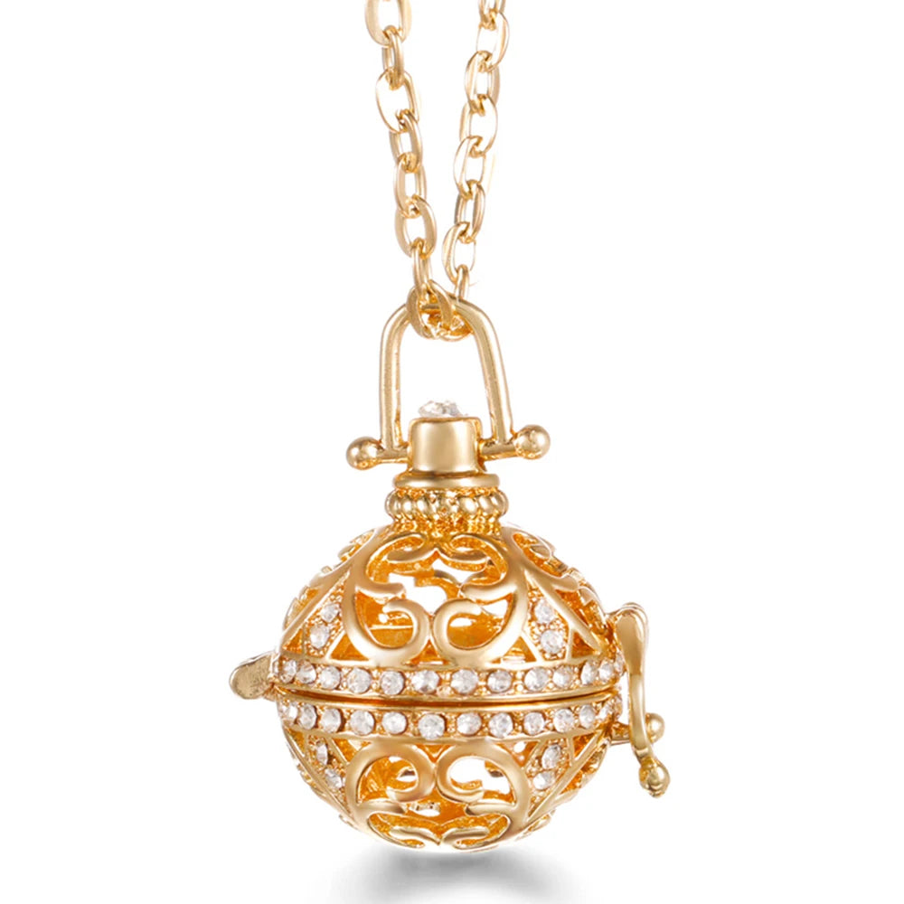 Mexico Chime Music Ball Caller Pendant Aromatherapy Diffuser Necklace Angel Wing Lockets Fine Zircon Pregnant Woman Jewelry Gift