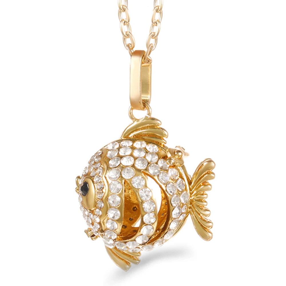 Mexico Chime Music Ball Caller Pendant Aromatherapy Diffuser Necklace Angel Wing Lockets Fine Zircon Pregnant Woman Jewelry Gift