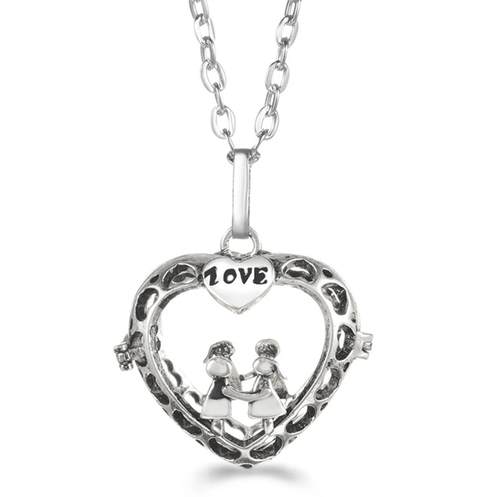 Mexico Chime Music Ball Caller Pendant Aromatherapy Diffuser Necklace Angel Wing Lockets Fine Zircon Pregnant Woman Jewelry Gift