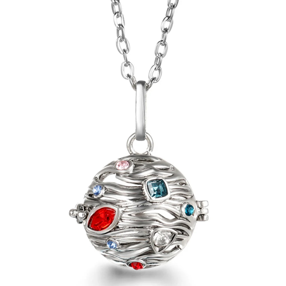 Mexico Chime Music Ball Caller Pendant Aromatherapy Diffuser Necklace Angel Wing Lockets Fine Zircon Pregnant Woman Jewelry Gift