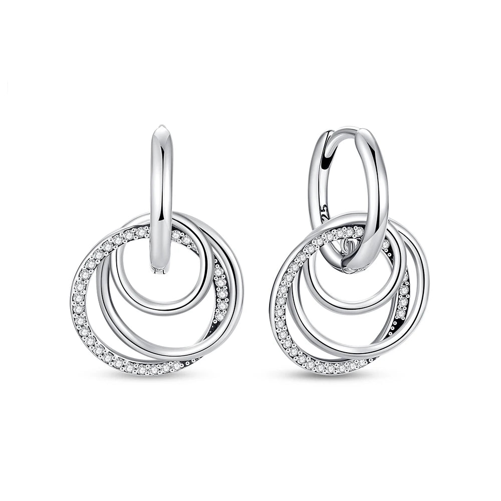 Original 925 Sterling Silver Earrings 2025 Stud Hoop Crystal Earings For Women Rose Gold Crown Heart Infinity Bee Earing Jewelry