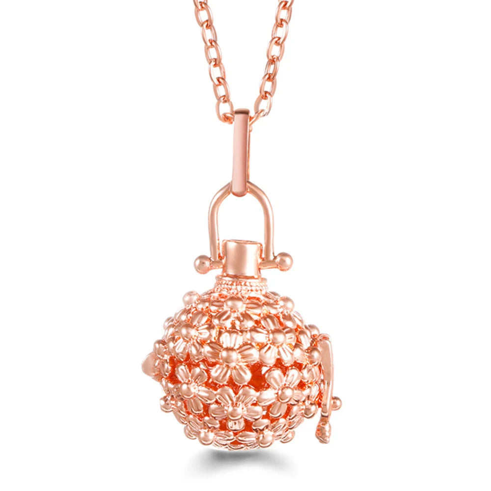 Mexico Chime Music Ball Caller Pendant Aromatherapy Diffuser Necklace Angel Wing Lockets Fine Zircon Pregnant Woman Jewelry Gift