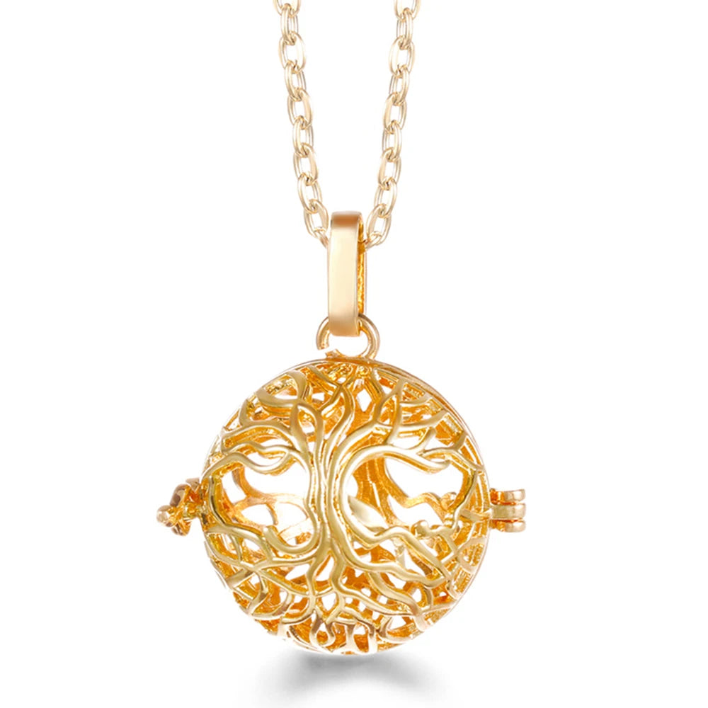 Mexico Chime Music Ball Caller Pendant Aromatherapy Diffuser Necklace Angel Wing Lockets Fine Zircon Pregnant Woman Jewelry Gift