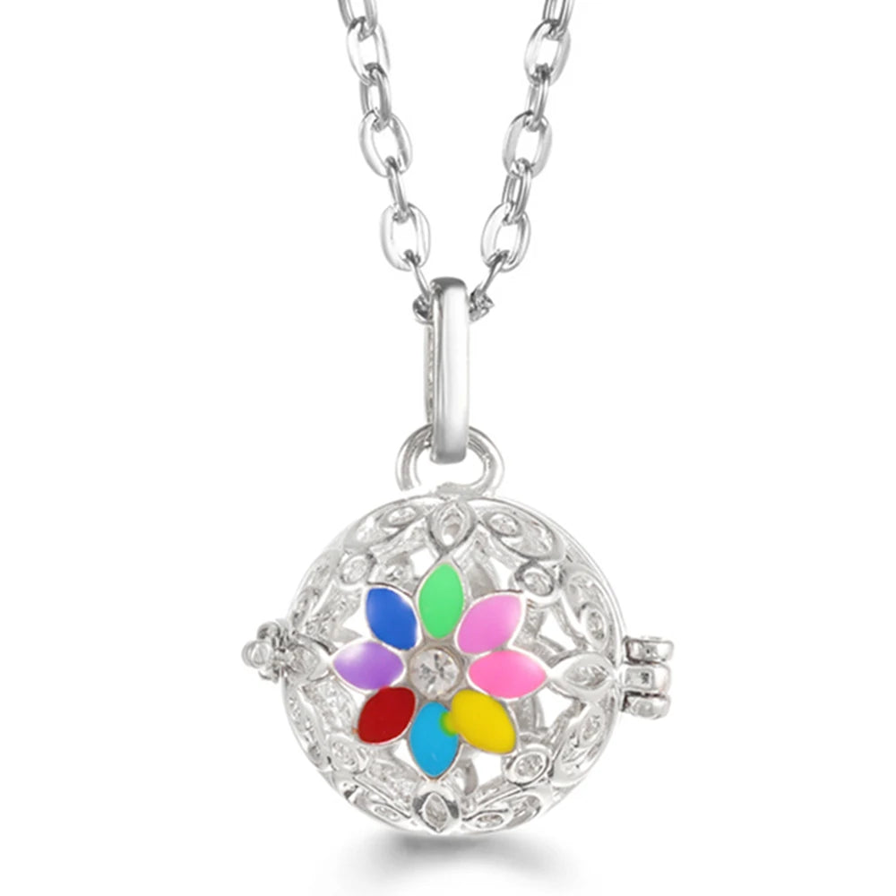 Mexico Chime Music Ball Caller Pendant Aromatherapy Diffuser Necklace Angel Wing Lockets Fine Zircon Pregnant Woman Jewelry Gift